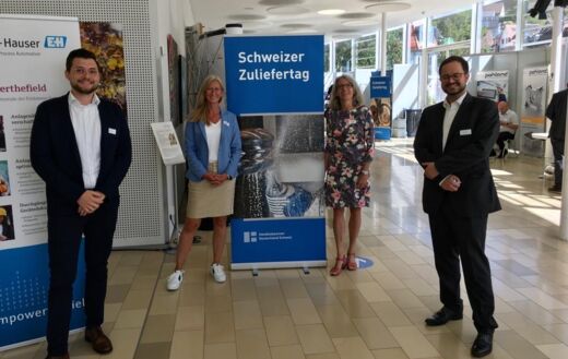 Handelskammer Deutschland-Schweiz & Kooperationspartner (v.l.n.r.): Salvatore Rissel / BME, Verena Stübner / HKDCH, Susi Tölzel / IHK Südl. Oberrhein, Mark Fröschle / wvib Schwarzwald