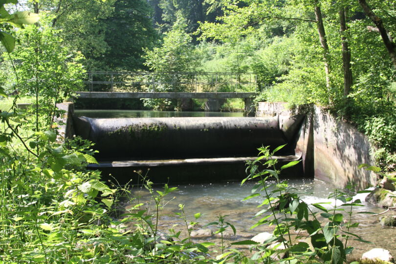 Schlauchwehr- Blick flussaufwärts 