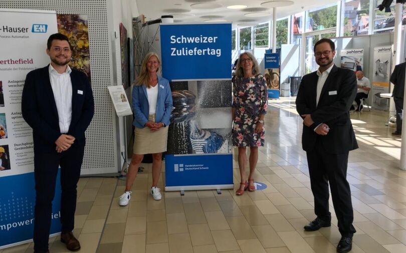 Handelskammer Deutschland-Schweiz & Kooperationspartner (v.l.n.r.): Salvatore Rissel / BME, Verena Stübner / HKDCH, Susi Tölzel / IHK Südl. Oberrhein, Mark Fröschle / wvib Schwarzwald